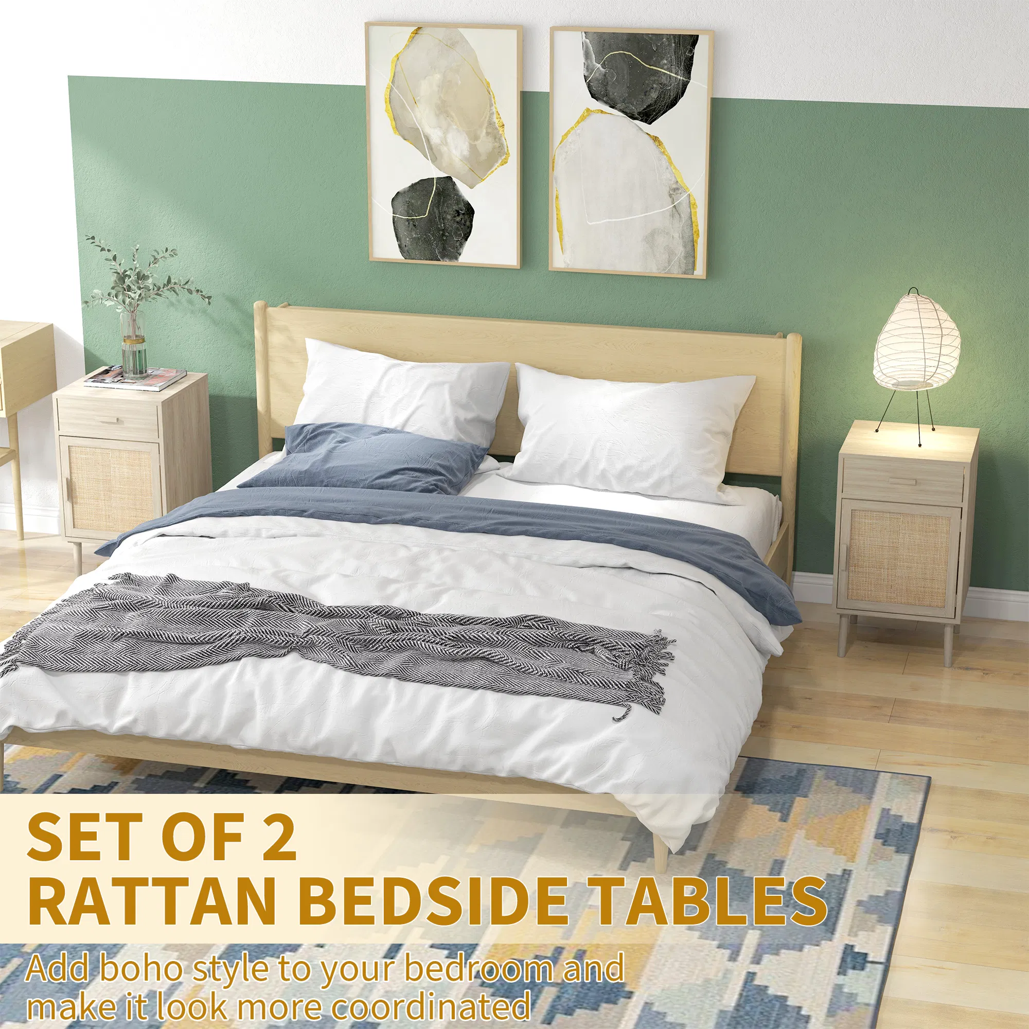 Rattan Nightstand Set of 2, picture 2 of 5