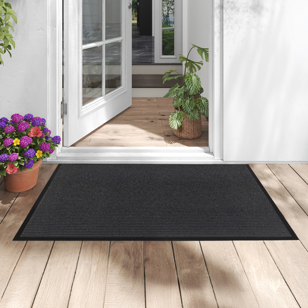 1PC Dark Gray PVC Composite Commercial Entrance Mat, 90x150x0.7cm, Extra-Long Heavy-Duty Floor Protection-11