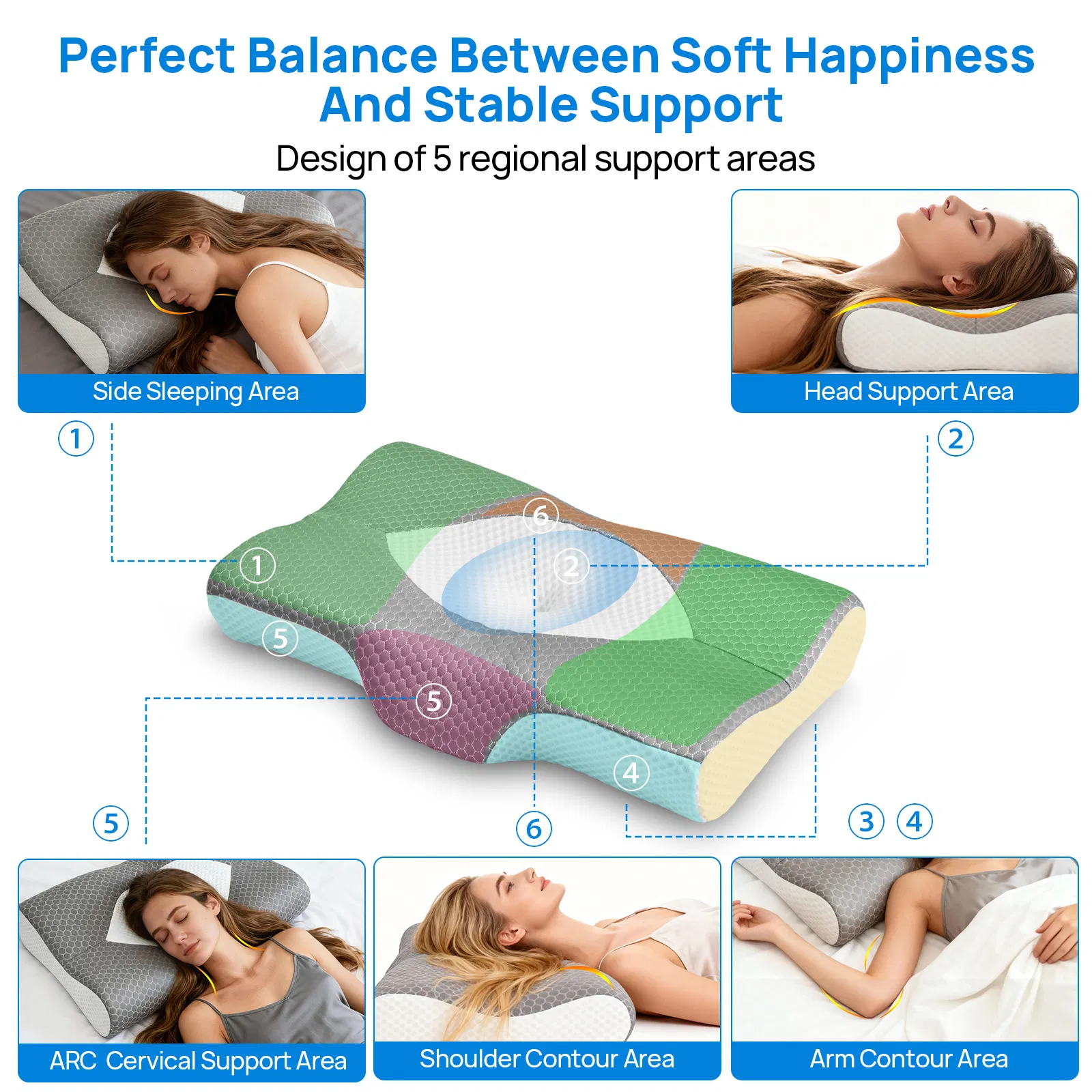 Cervical Neck Pillow, Cooling Ergonomic Memory Foam Pillows image 5