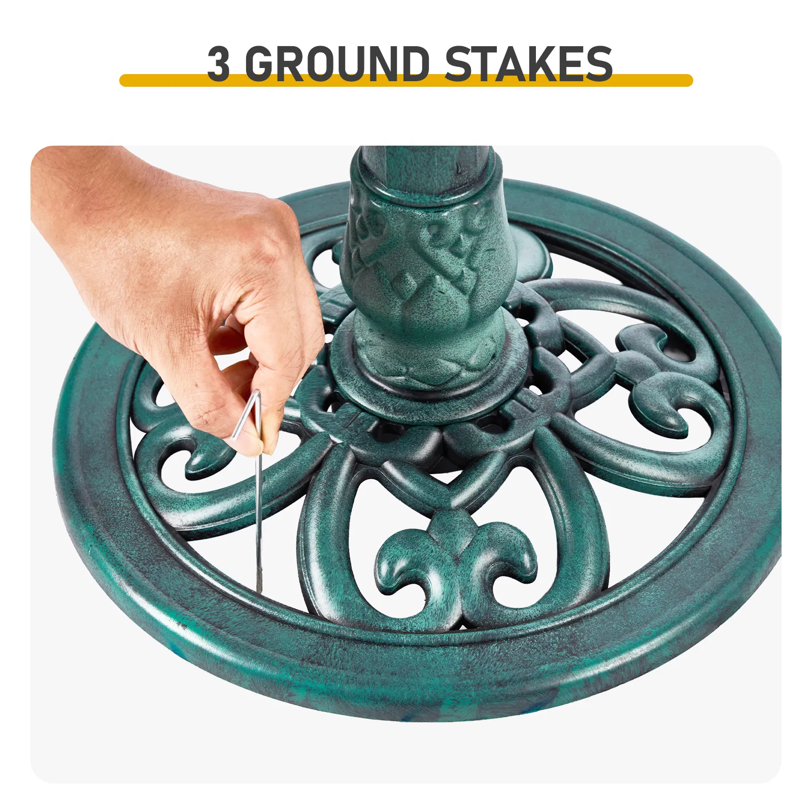 50*36*81cm Dark Green Resin Bird Bath With Shell Edge & 1.4W Solar Fountain image 7
