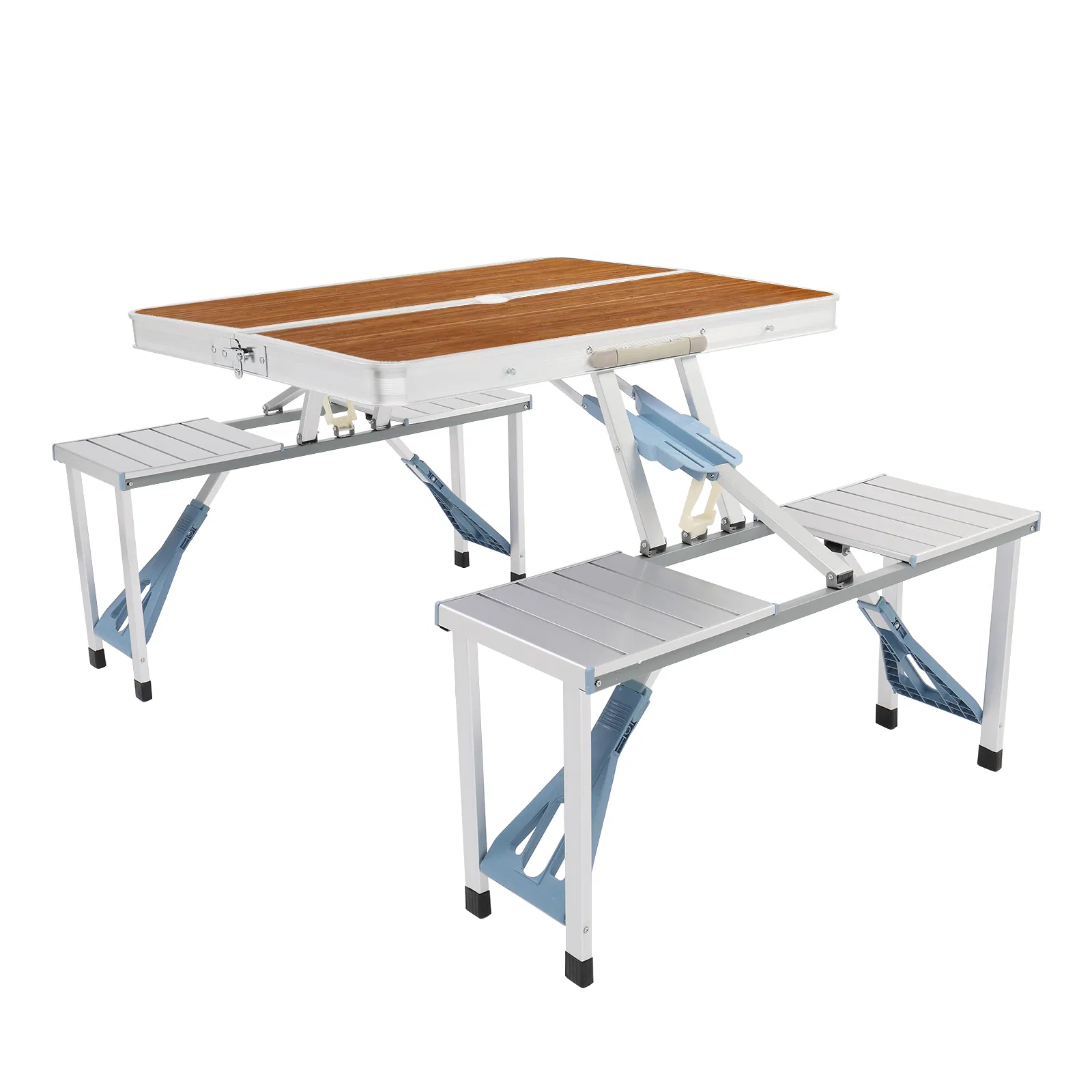 136*85.5*67cm 50kg Aluminum Alloy Table And Chair One Piece Camping One Piece Table And Chair Wood Grain… image 4
