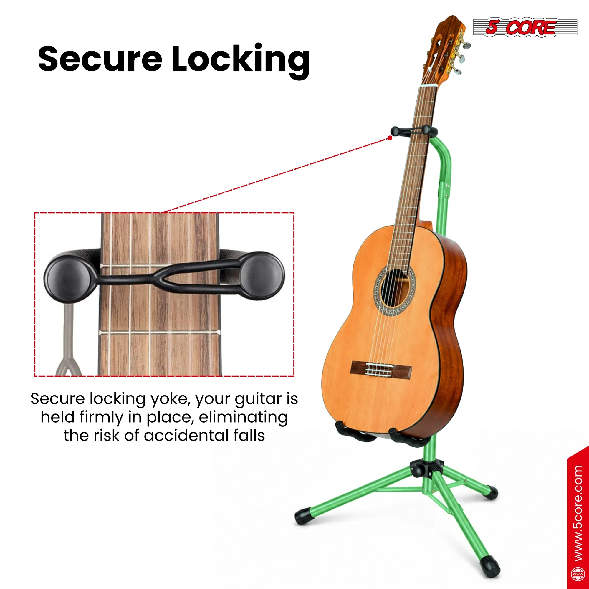 5 Core Guitar Stand Floor Adjustable Heavy Duty w Neck Holder for Acoustic Electric Classic Bass image 7