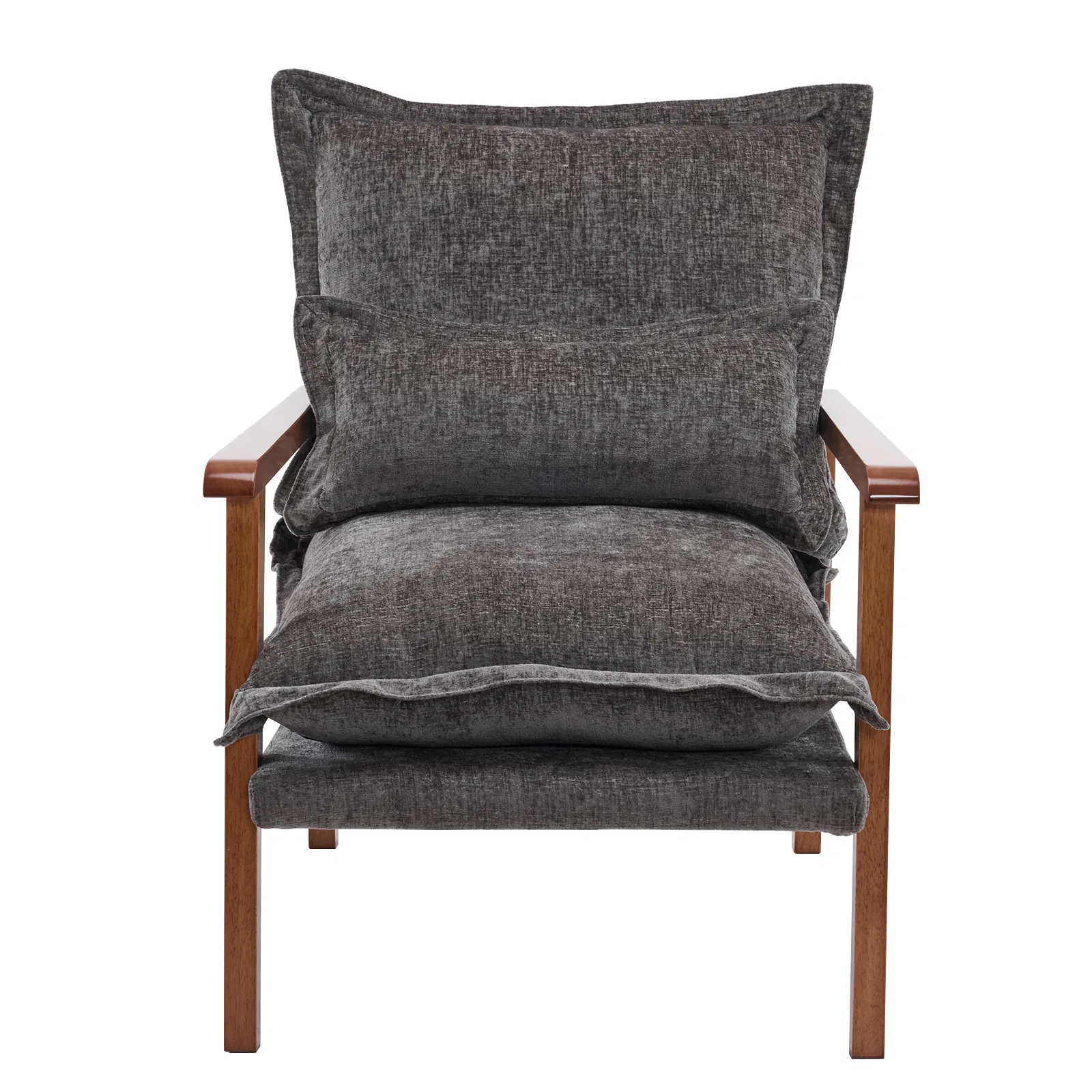 Cloud Shaped Indoor Leisure Chair with Solid Wood Armrest & Solid Wood Frame, Chenille Fabric Accent… image 7