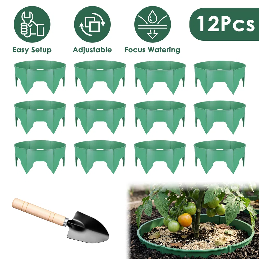 6Pcs/12Pcs 10in Planting Grow Rings Adjustable for Outdoor Plants Interlocking PP Plant Protection Rings with Hand Shovel Deep Watering Plant Guards for Vegetables Flowers Shrubs Tomatoes Garden Beds image 14