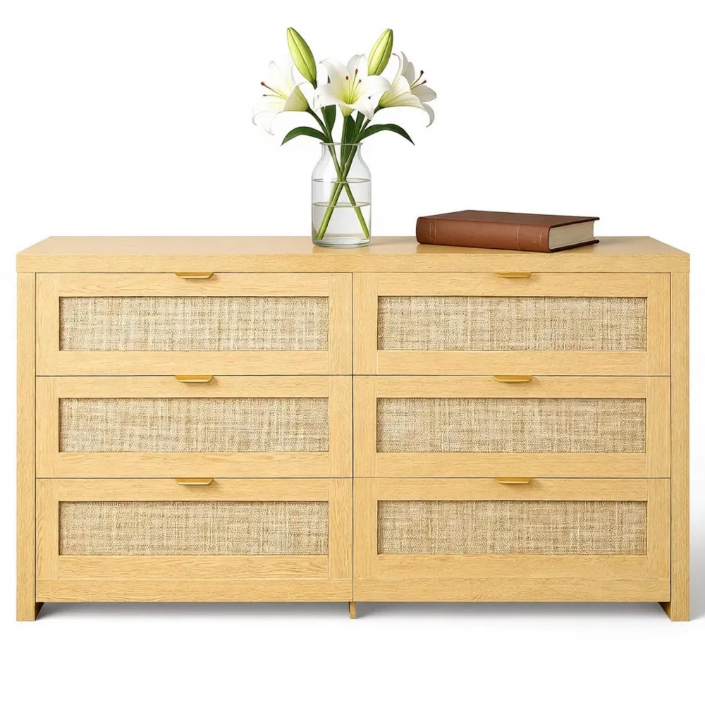 Rattan Storage Cabinet with 6 Drawers