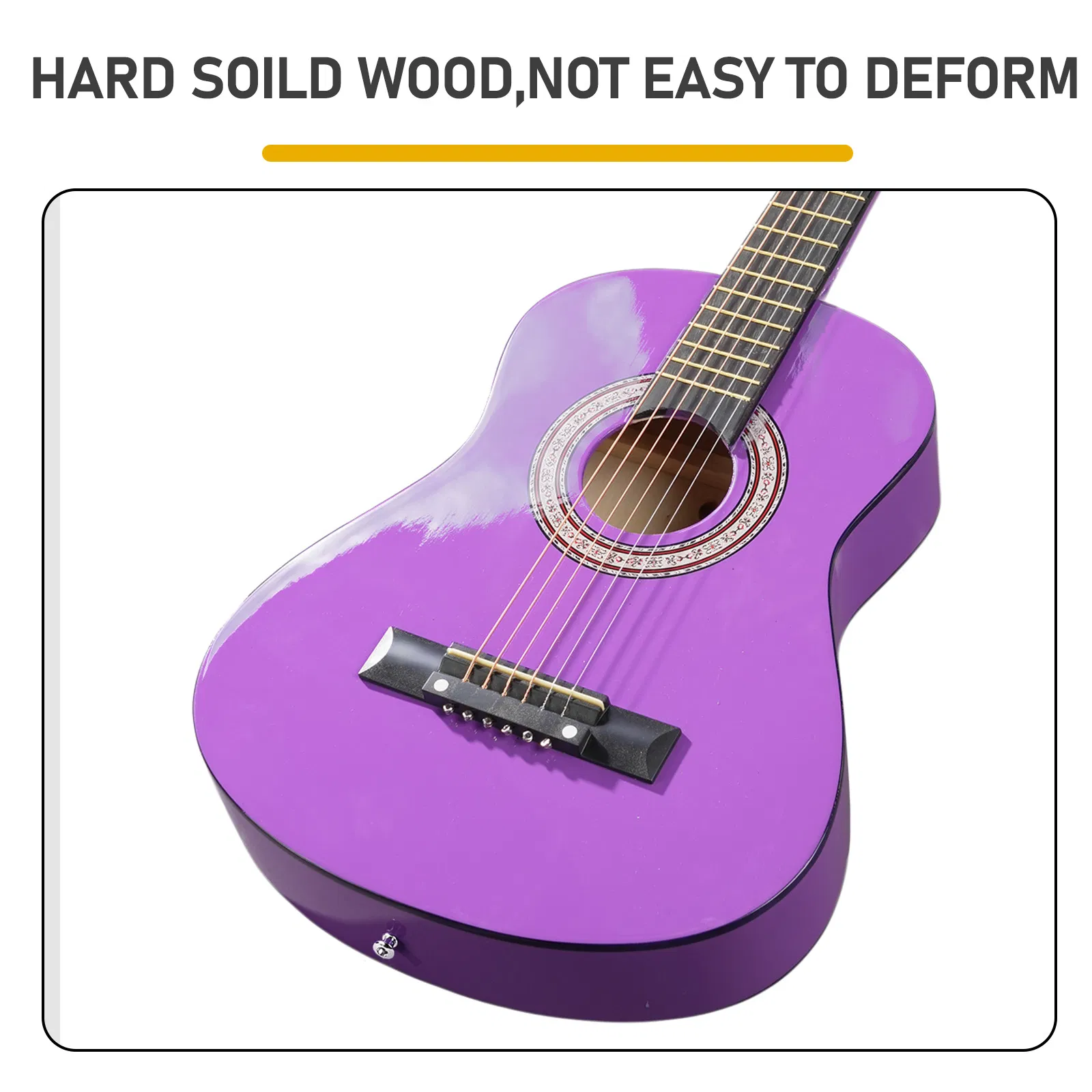 Purple 30-inch Round Acoustic Guitar with Picks, Strings, Capo, Case, Tuner, and Strap image 4