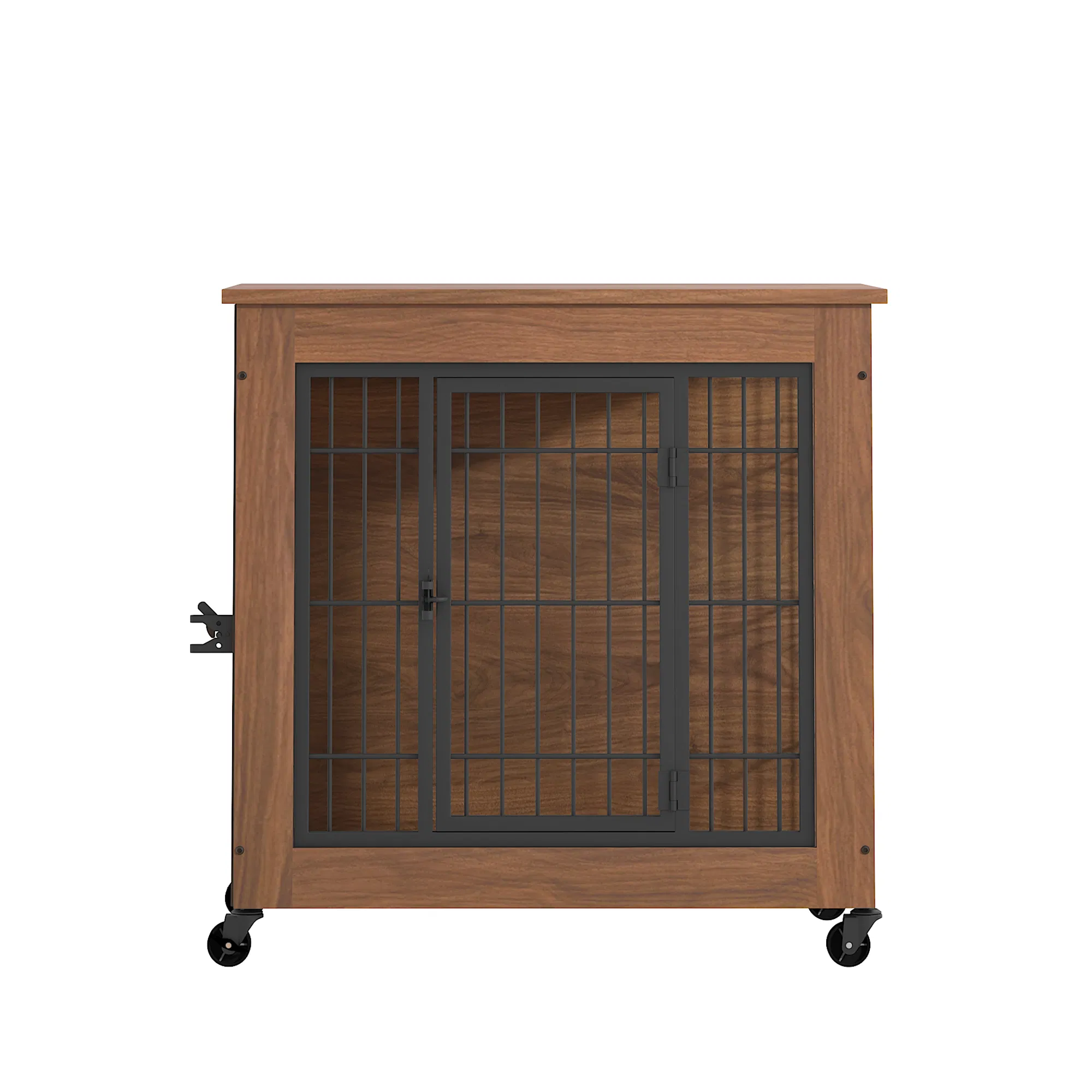 27.2" Dog Crate Furniture with Wheels for Small Dogs, Heavy Duty Dog Kennel Indoor with 2 Doors, Wooden Pet Cage End Table, Double-Doors Sturdy Metal Dog Cage for Anxiety Dog — image 1
