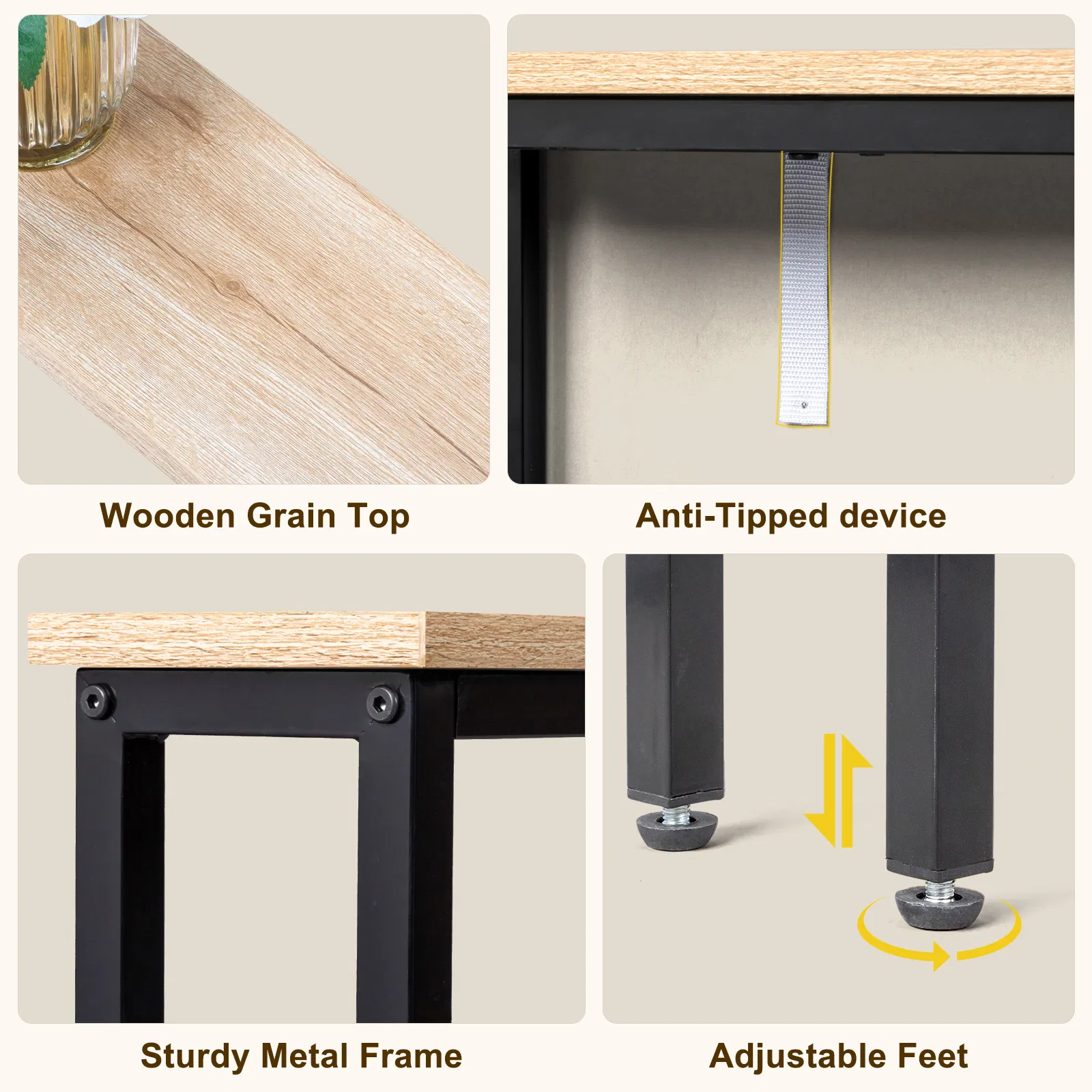 39.4" Narrow Console Sofa Table with Power Outlets and USB Ports, Skinny Couch Table with Metal Frame and… image 5