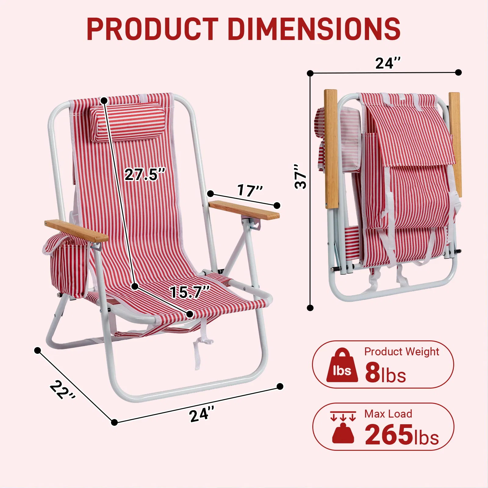 Beach Chair with Space-Saving 24 Inches image 9