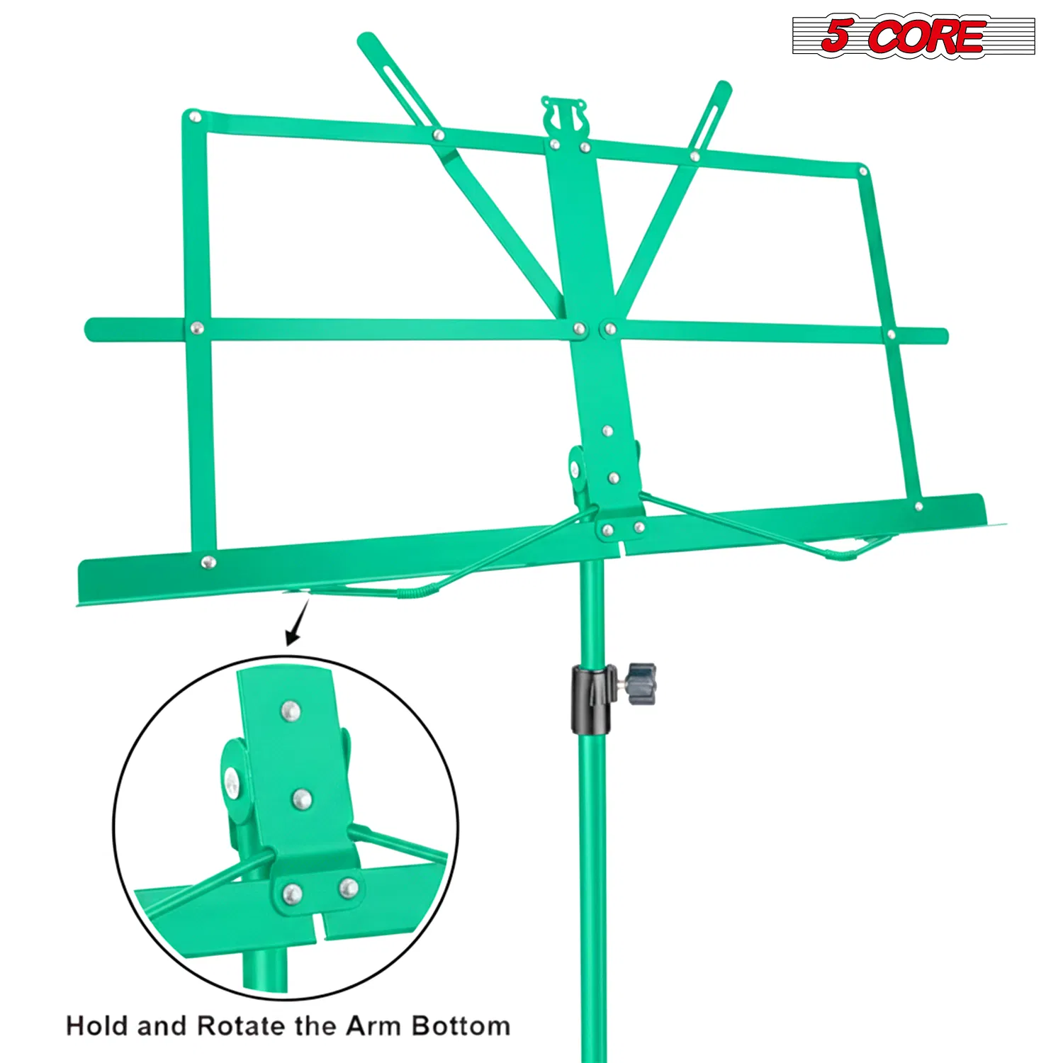 5 Core Music Stand Adjustable Desktop Book Stands Portable Sheet Holder All Metal Foldable Bookstand image 6