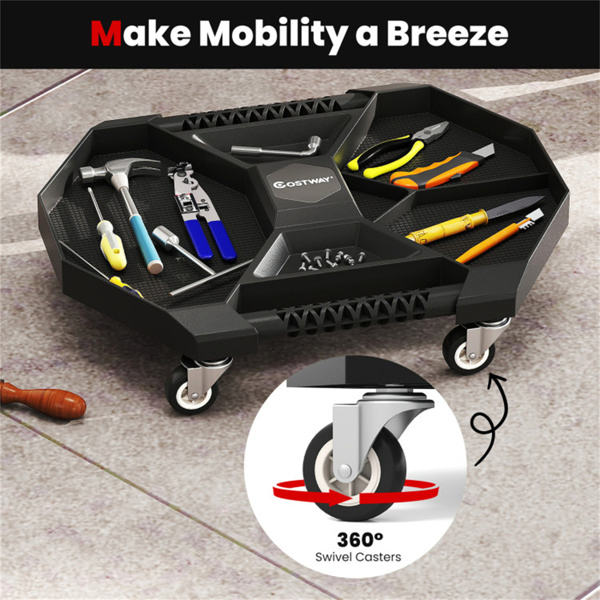 Rolling Tool Creeper PP PVC Storage Caddy with 360° Swivel Casters 30LBS Capacity-19