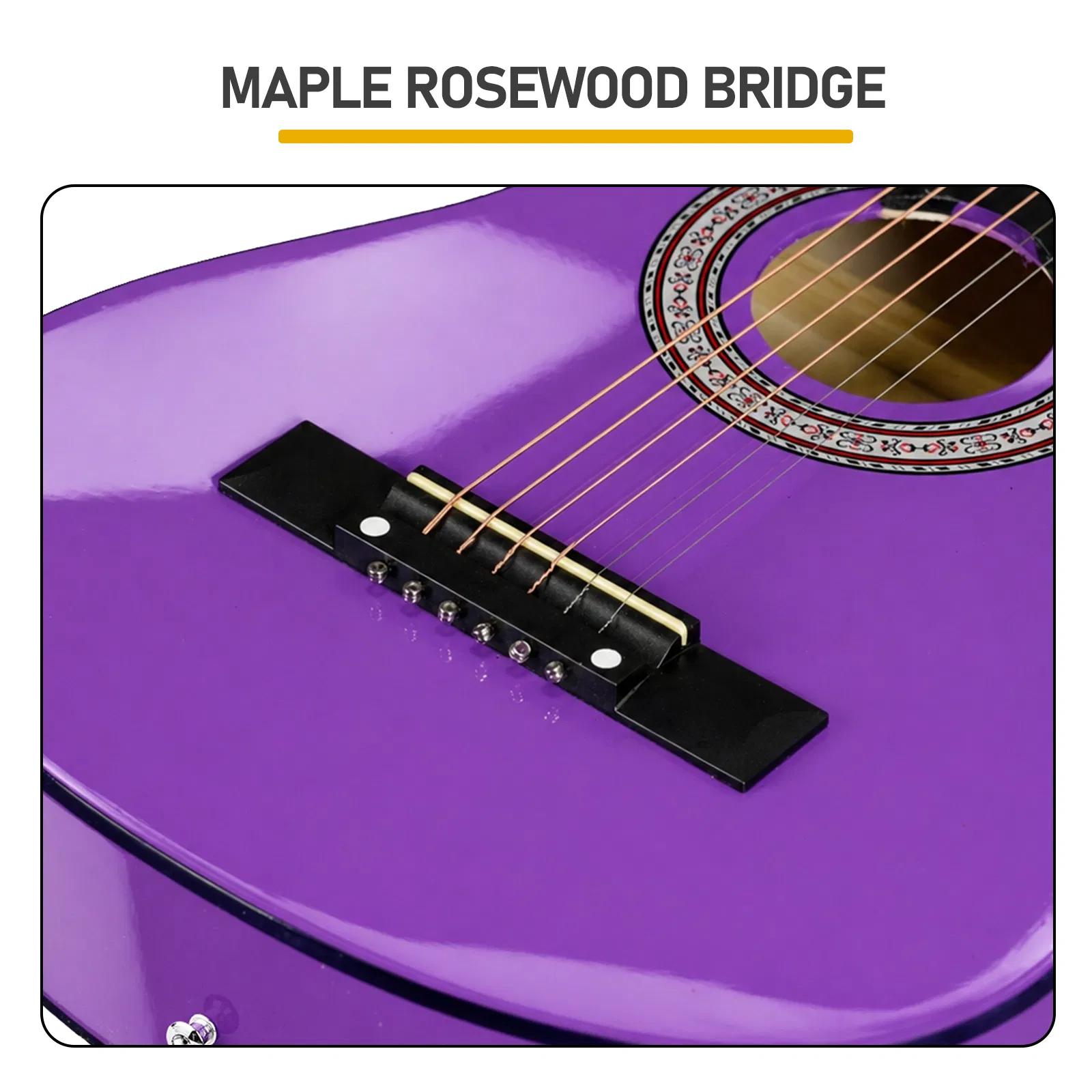 Purple 30-inch Round Acoustic Guitar with Picks, Strings, Capo, Case, Tuner, and Strap image 9