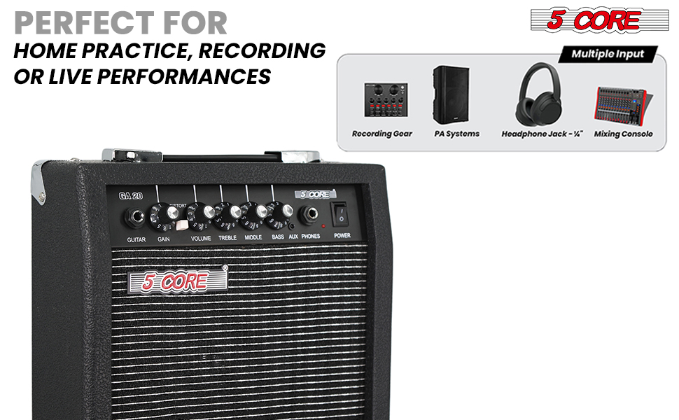 5 Core Guitar Amp Electric Portable Mini Amplifier w Built in Speaker Aux Headphone Jack image 16