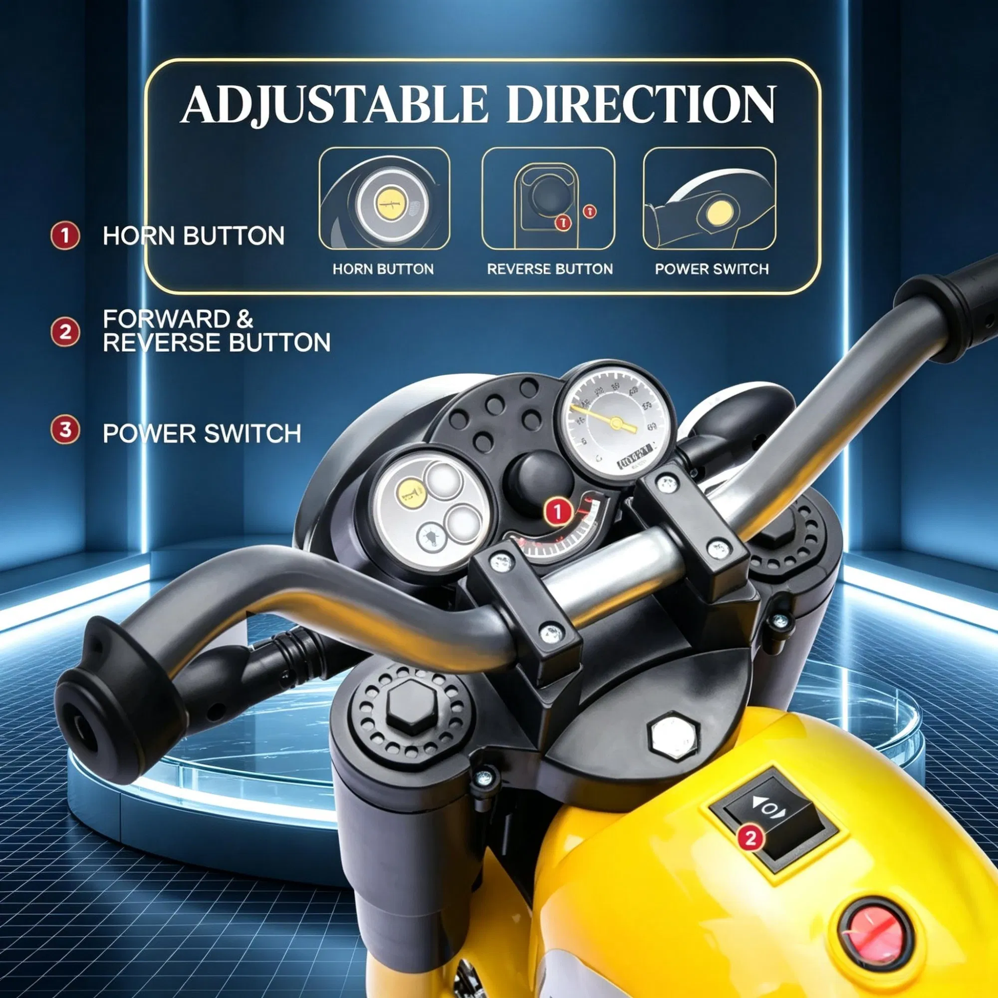 Yellow 6V Kids Electric Motorcycle 3-Wheels Motorbike Ride-on — photo 6