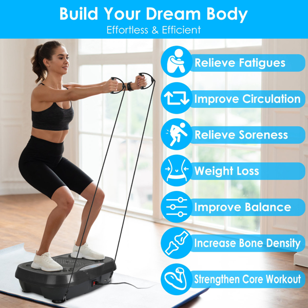 Vibration Plate Exercise Machine with 120 Speed Levels & 2 Resistance Bands, 331Lbs Load Capacity Whole Body Workout Machine USB Music Player for Home Weight Loss & Muscle Toning-17