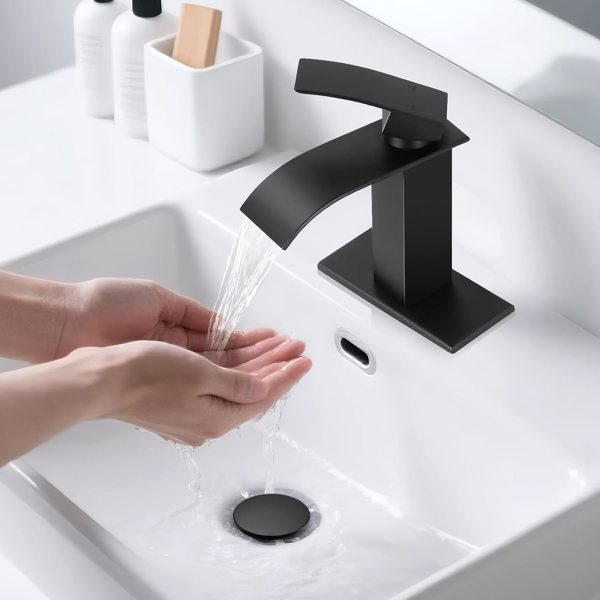 Single Handle Bathroom Faucet Lavatory Faucet Stainless Steel Single Hole-TP, Matte Black[Unable to ship on weekends,usps/fedex]-11