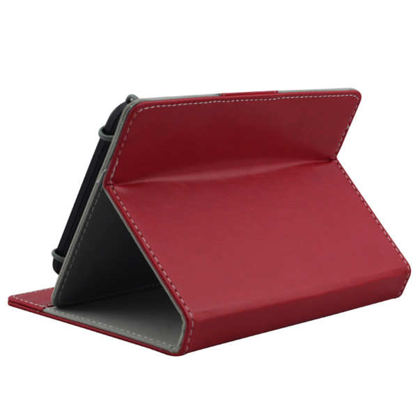Funda universal de cuero de 7 pulgadas con textura de piel de vaca, rojo-10