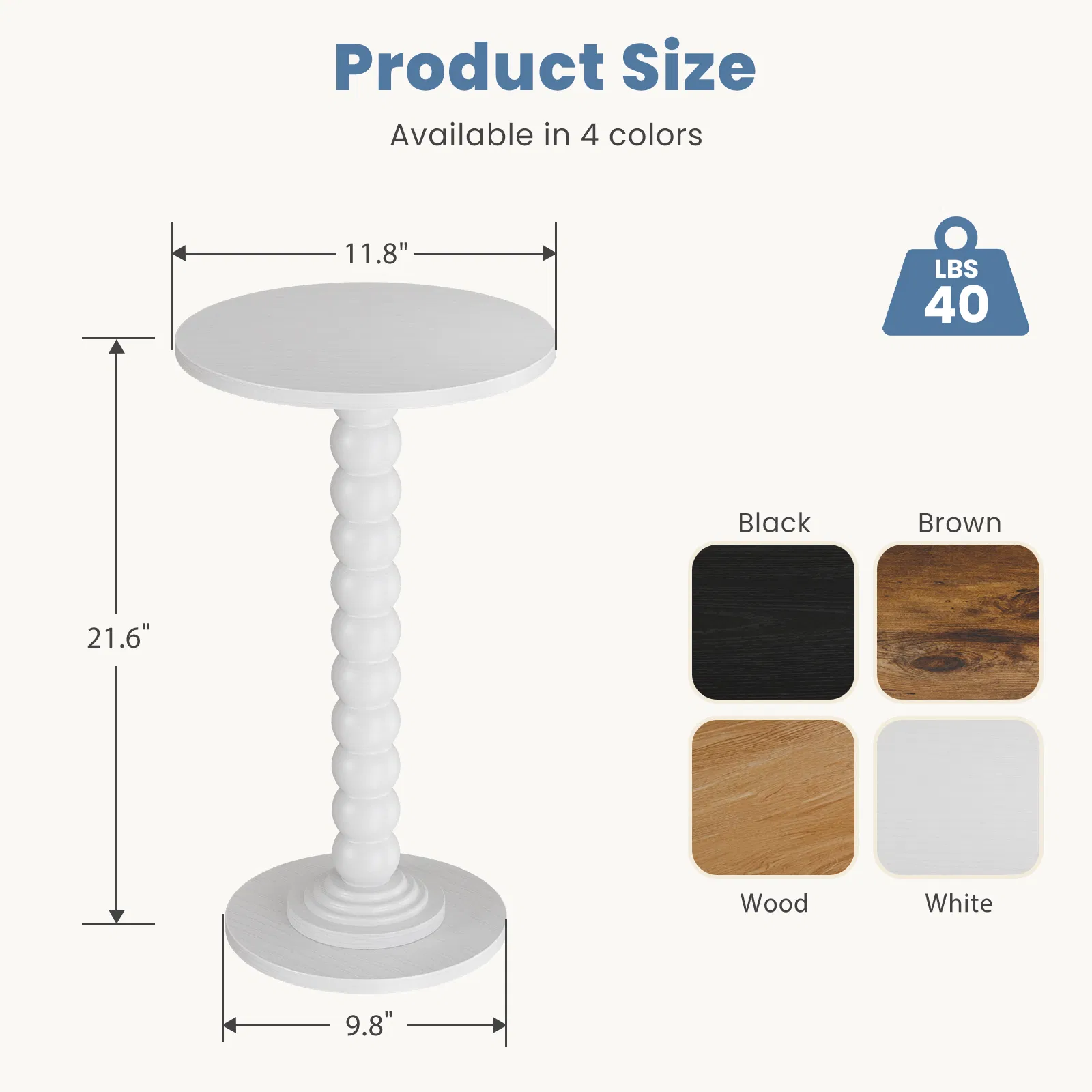 Round side table, equipped with solid wood legs, suitable for use as a multi-functional beverage table in living rooms, bedrooms and corners. image 2