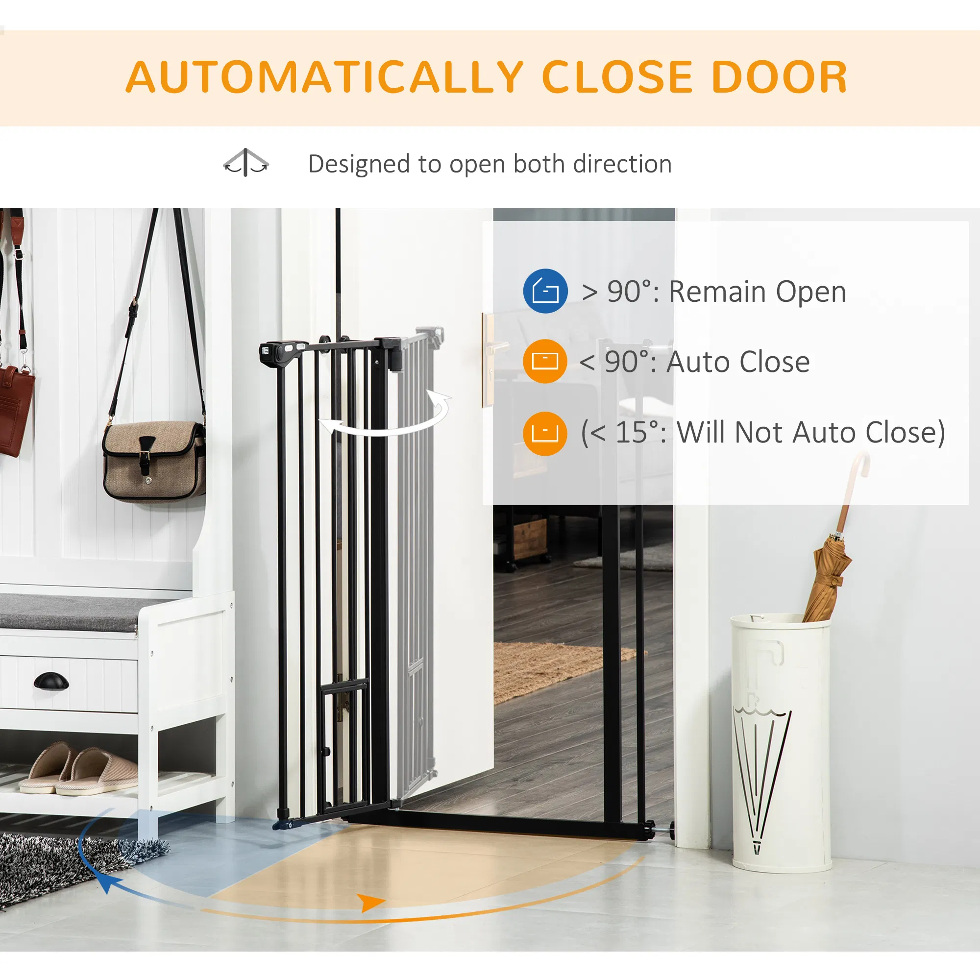 41" Easy Open Indoor Dog Gates for Doorways, House, Stair - Black — image 1