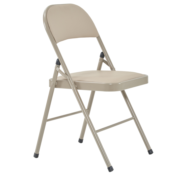 6pcs Elegant Foldable Iron & PVC Chairs for Convention & Exhibition  Light Brown-47