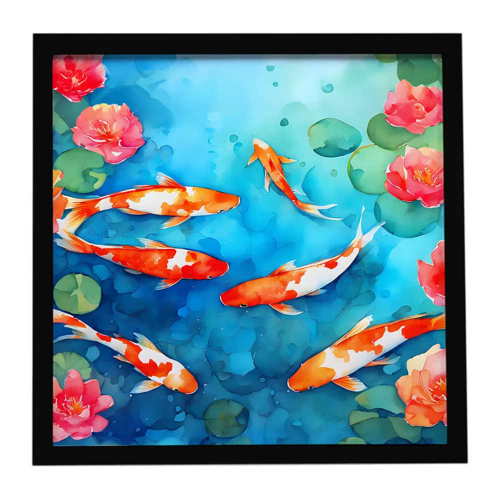 Koi Fish Framed Metal Print, Square, picture 4 of 4