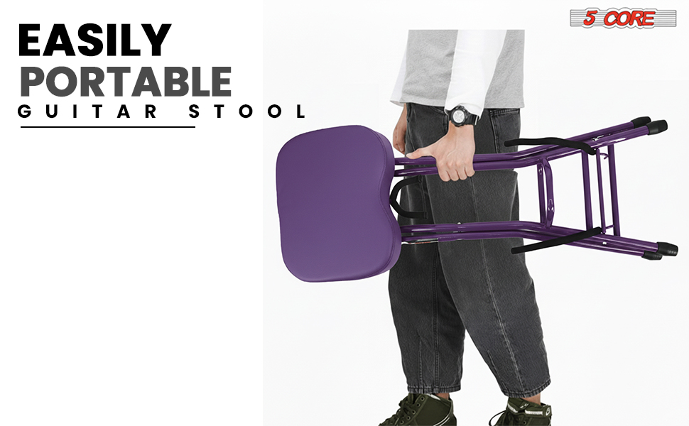 5Core Guitar Stool 3.15" Padded Chair Foldable Heavy Duty Music Seat Built in Foot Rest Guitar Stand image 15