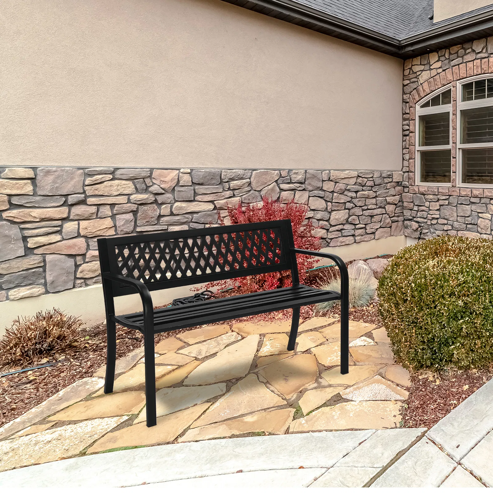 PVC Mesh Backrest Iron Bench, picture 2 of 5