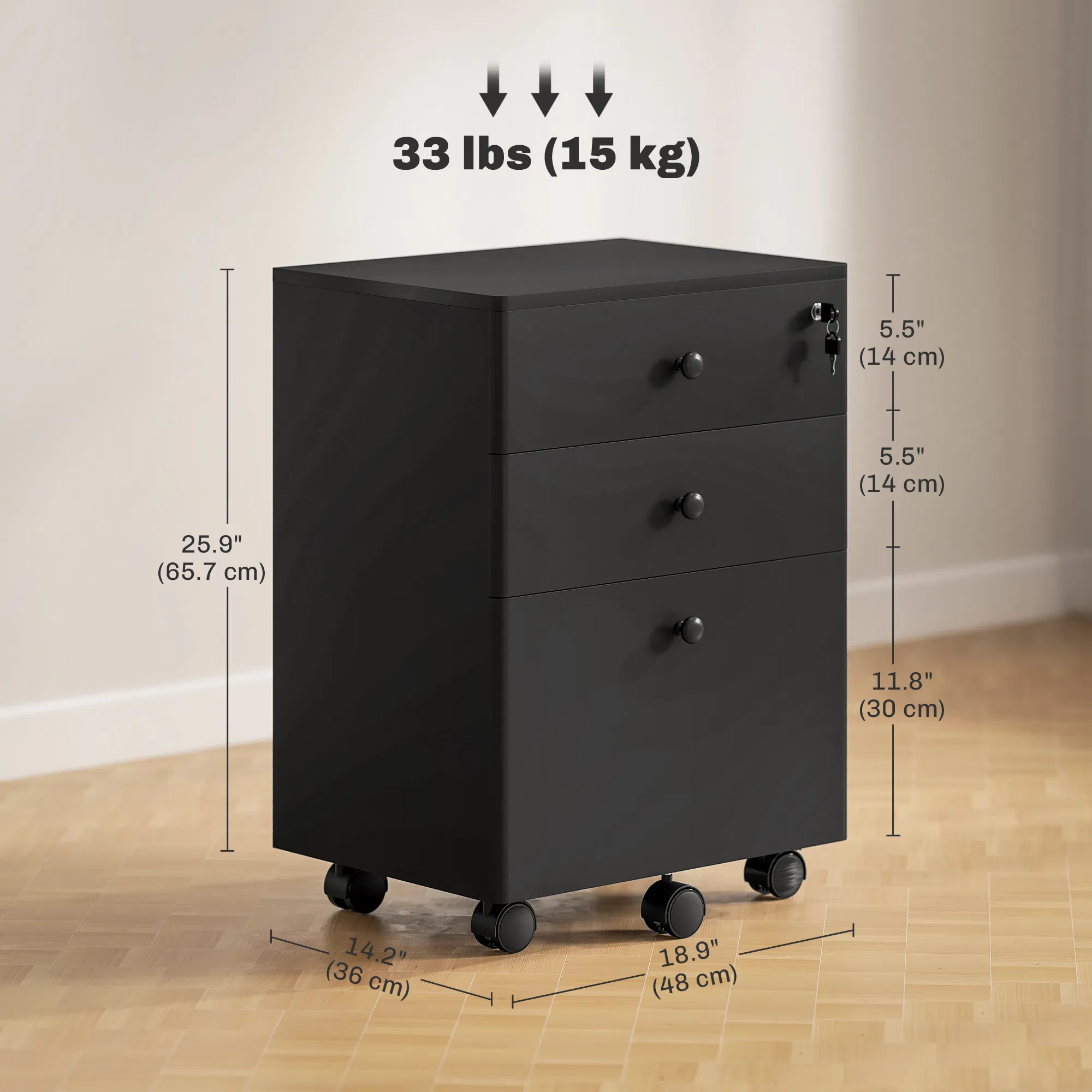 3-Drawer Filing Cabinet, picture 2 of 5