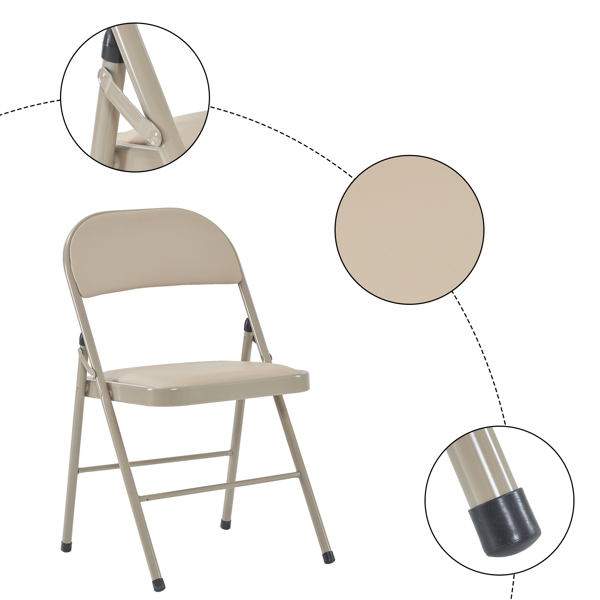 6pcs Elegant Foldable Iron & PVC Chairs for Convention & Exhibition  Light Brown-49