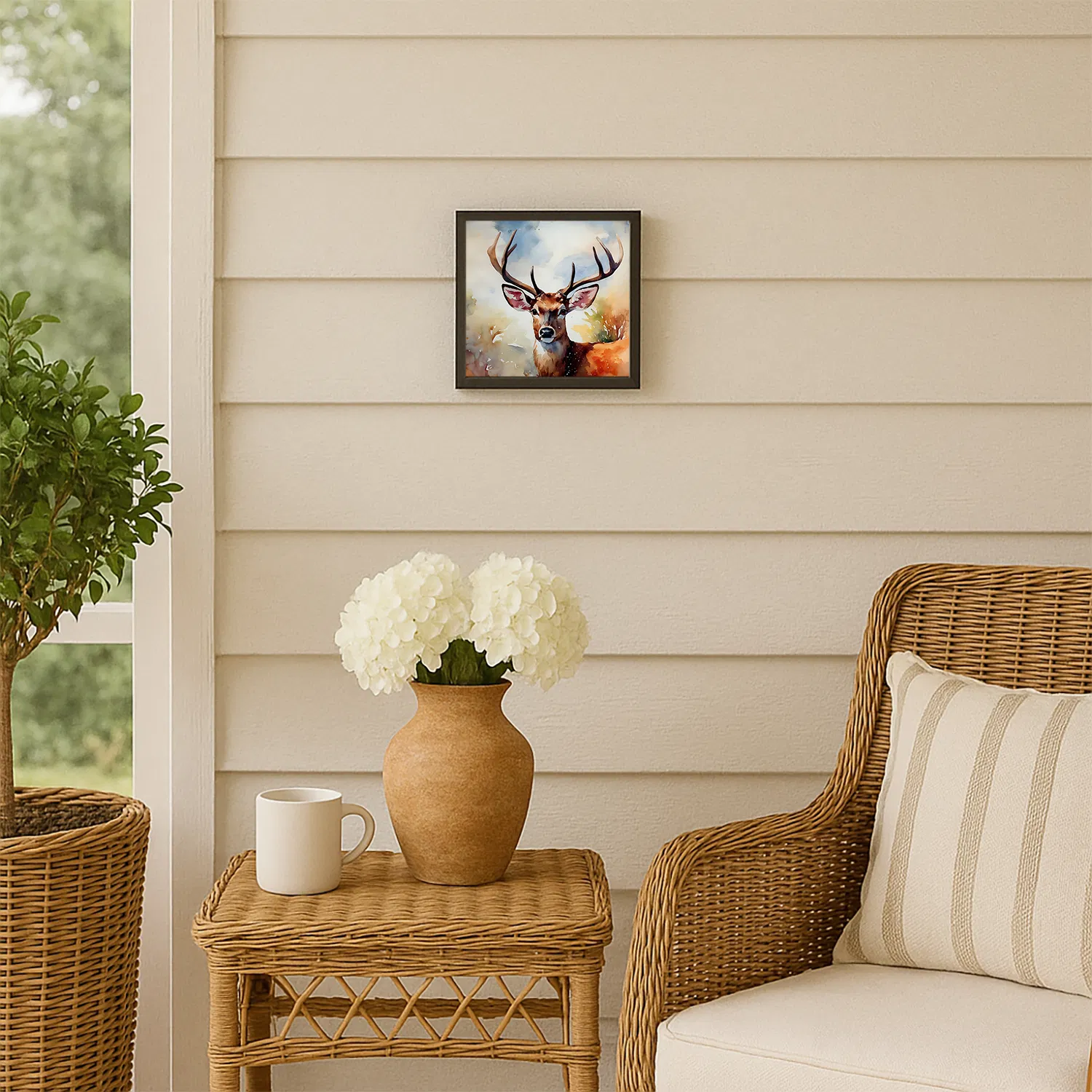 Deer Framed Metal Print, 8x8