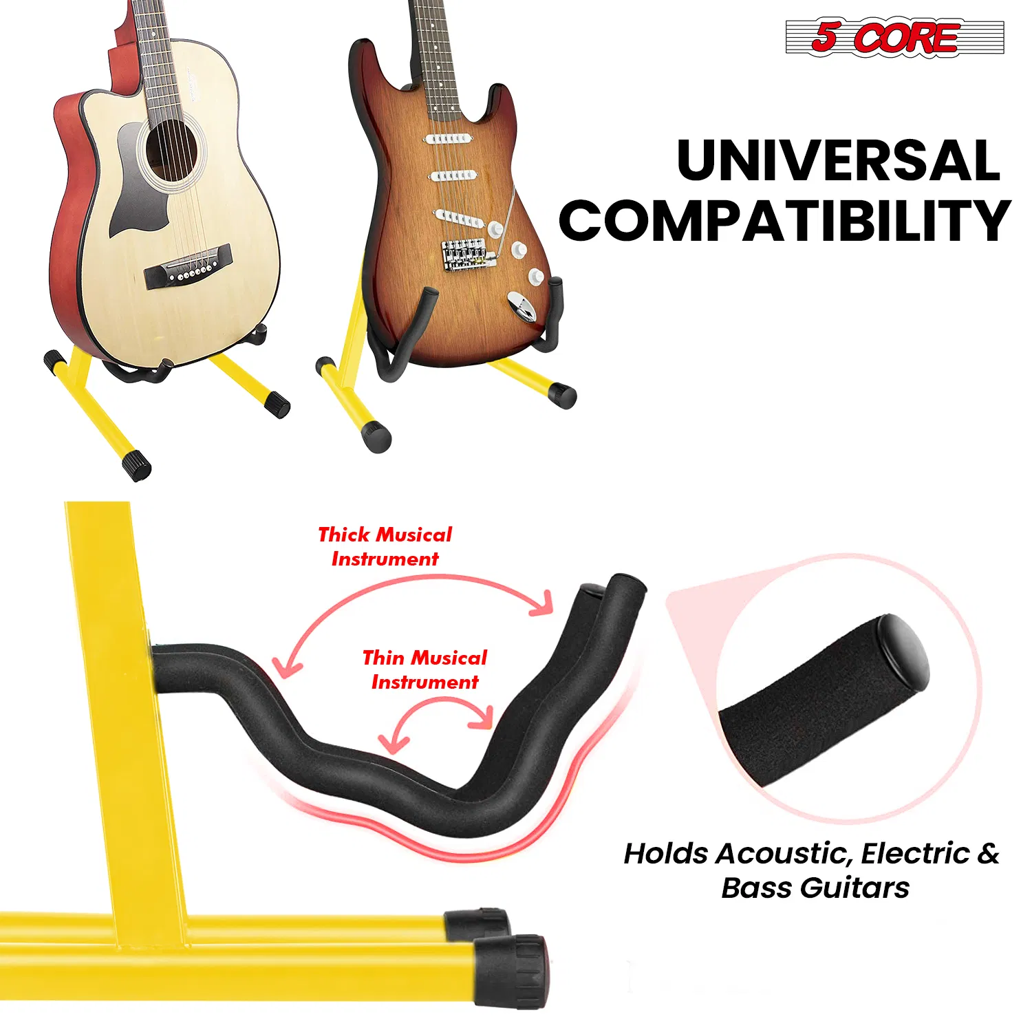 5 Core Guitar Stand 2PC A Frame w Soft Foam Arm Non Slip Rubber for Acoustic Electric Bass image 8