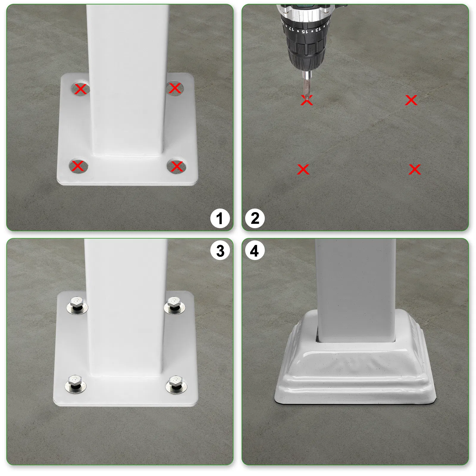 Handrails for Outdoor Steps, Iron Handrail Fits 3 Step, Transitional Handrail with Installation Kit, White image 7