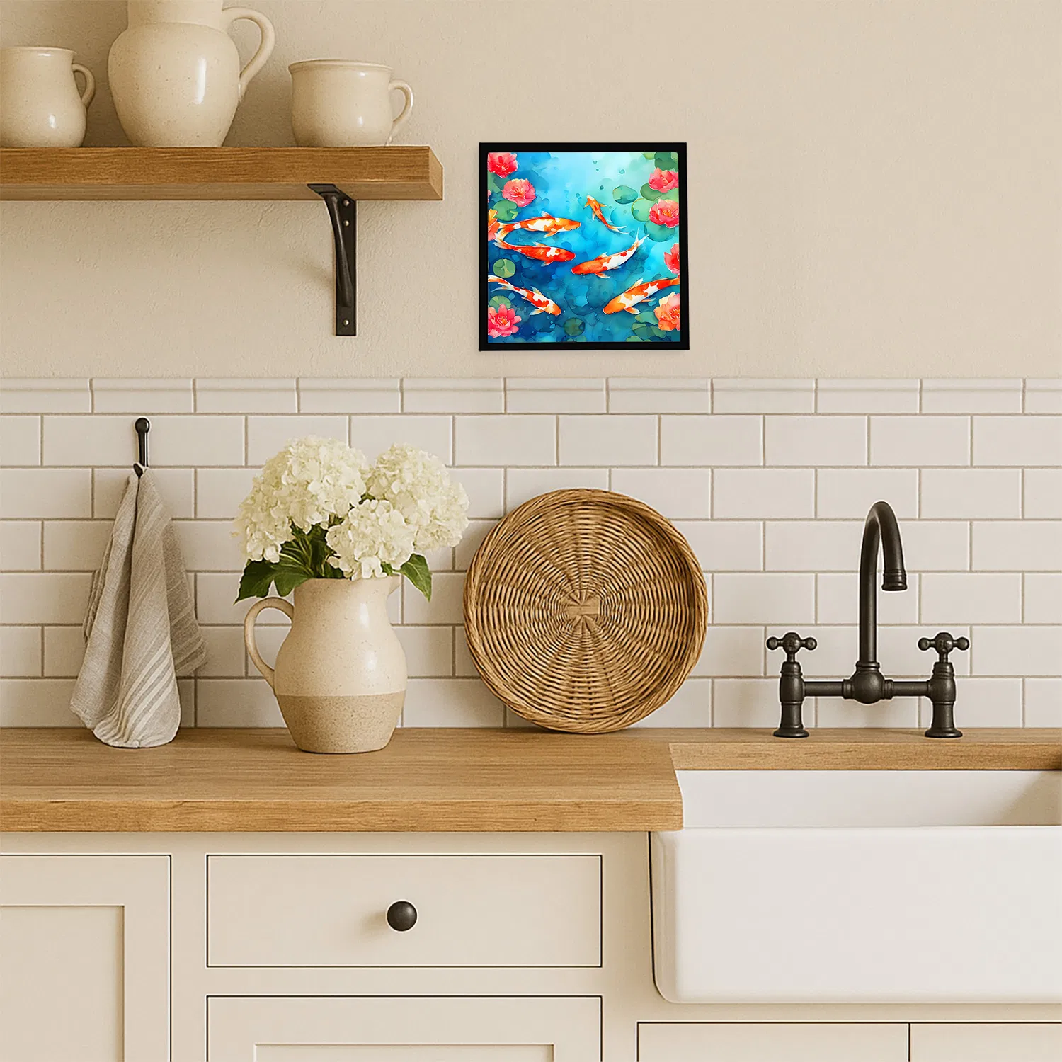 Koi Fish Framed Metal Print, Square, picture 3 of 4