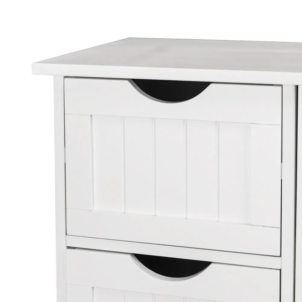 Single Door Bathroom Storage Cabinet with 4 Drawers White image 8