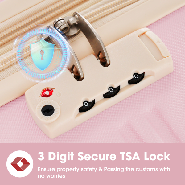 硬壳行李箱套装 4 件 + 带 TSA Lock 的拉杆箱 轻便 16 英寸 + 20 英寸 + 24 英寸 + 28 英寸行李箱-19