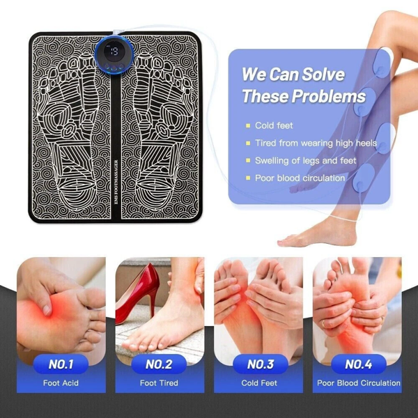 Electric Foot Massager Pad Blood Circulation Muscle Stimulator Mat 19 Levels and 8 Modes-Massage Mat(TK/TMEU for self-pickup)-19