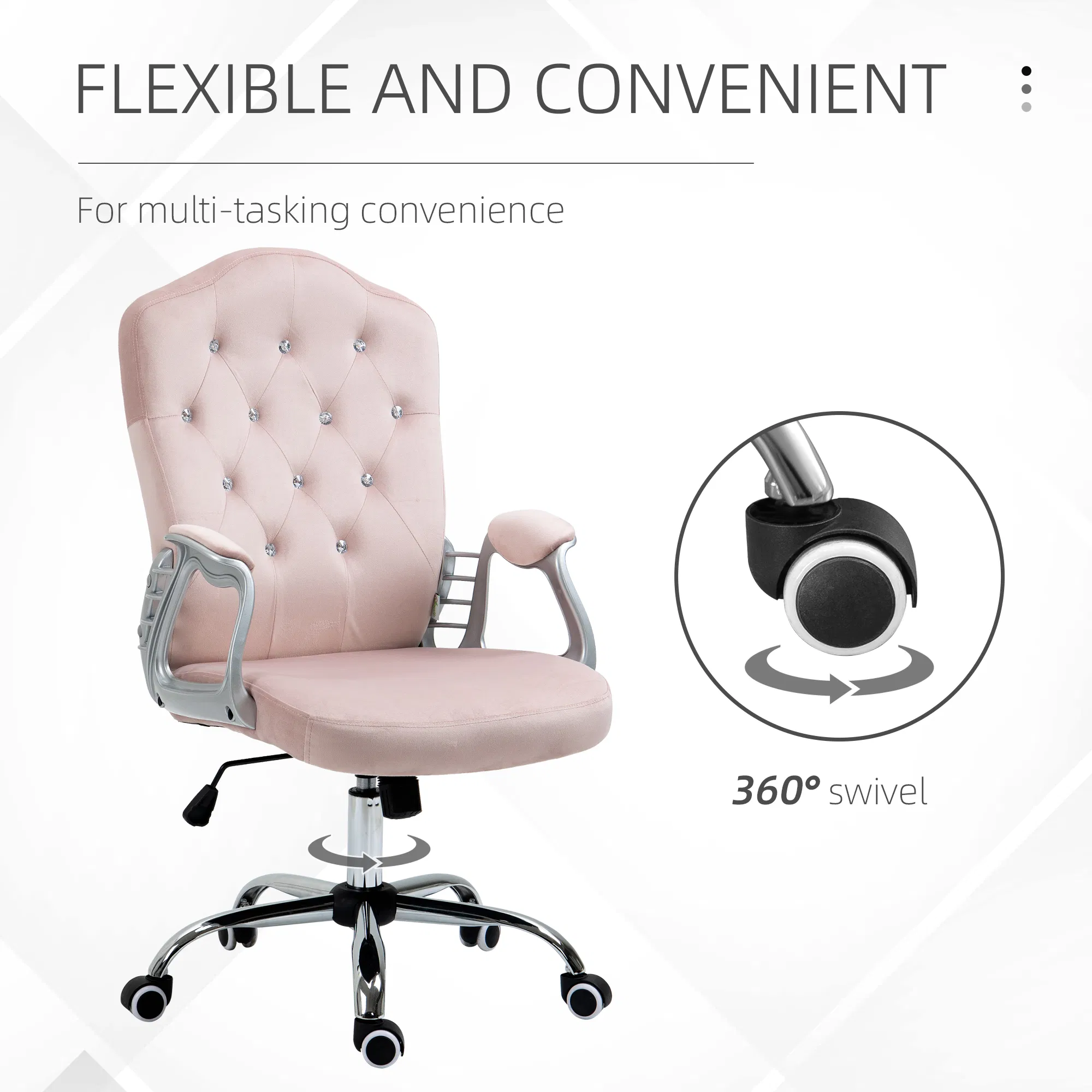 Velvet Tufted Office Chair, picture 2 of 5