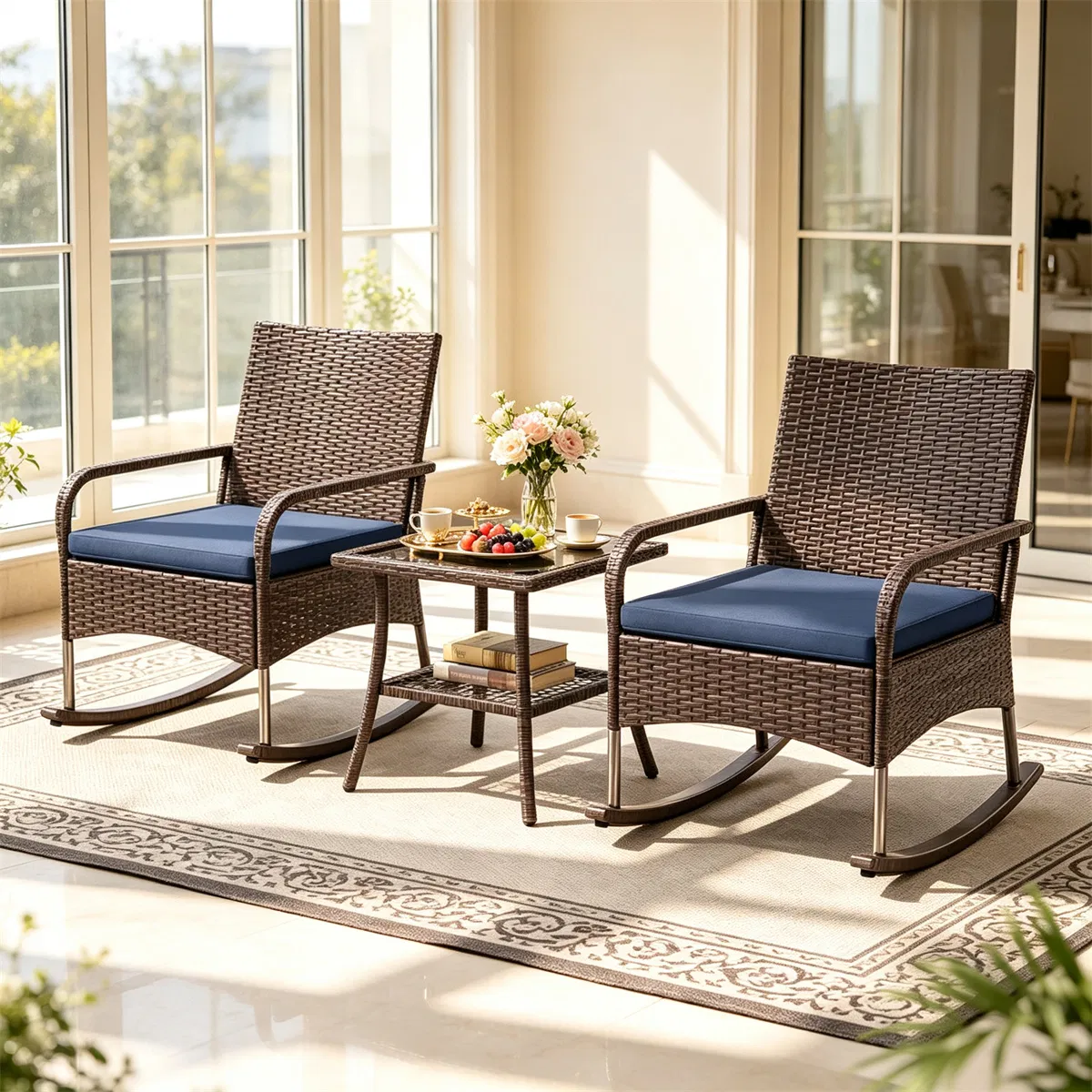 PE Wicker Rocking Chair Set, picture 3 of 5