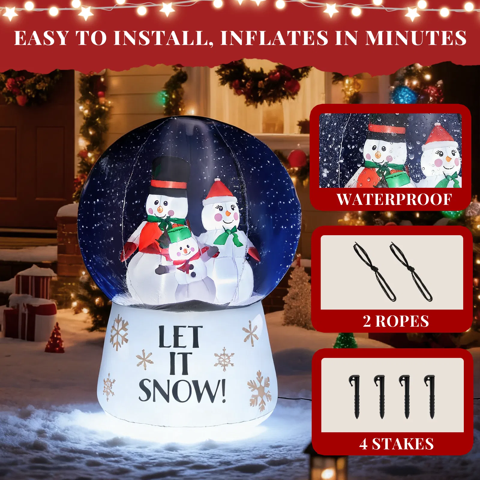 6 FT Lighted Christmas Inflatable Decoration, Large Inflatable Snow Globe with Snowman Family, Funny Blow… image 5