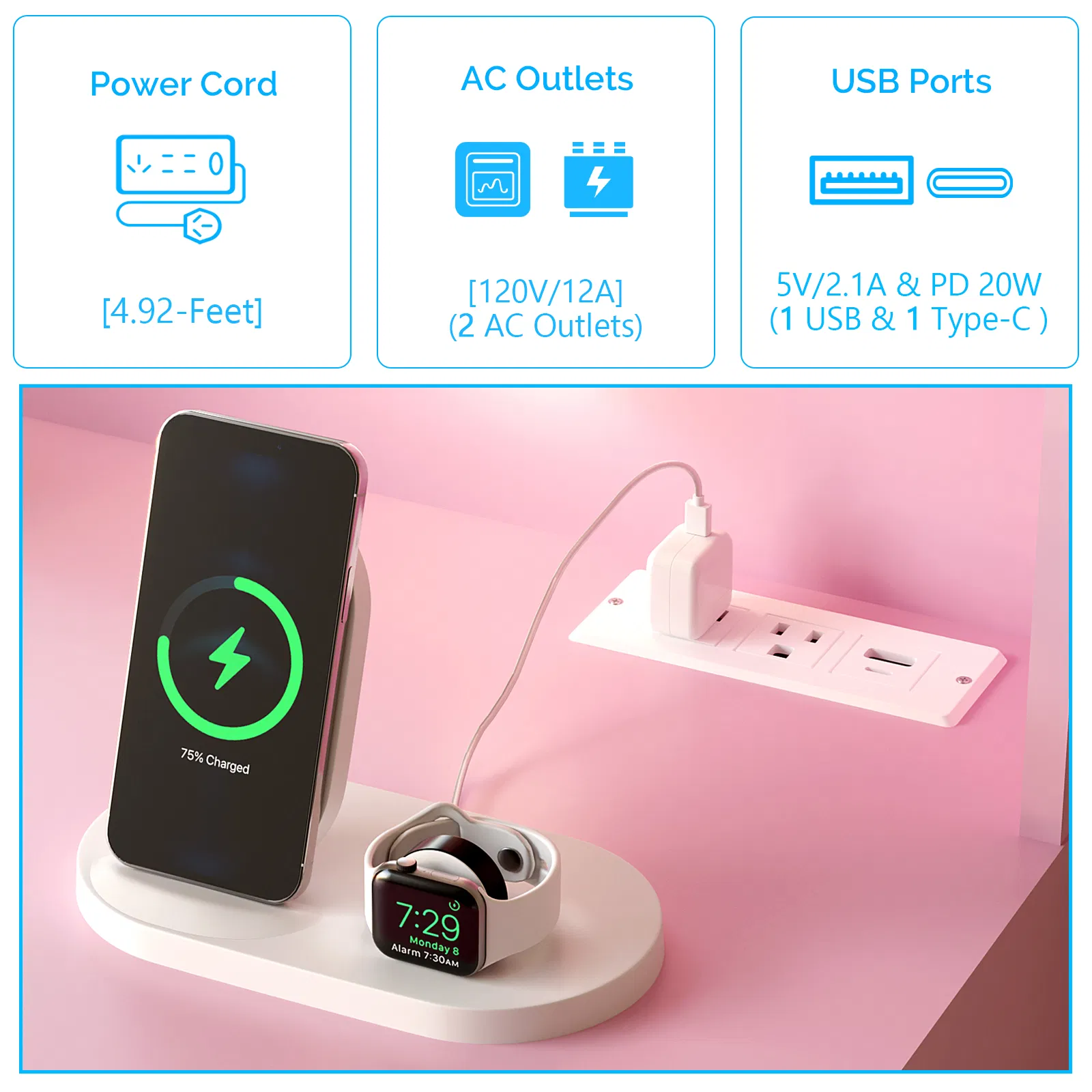 Pink particleboard with a melamine finish, a 2-drawer, 4-shelf dressing table set with 10 three-tone light bulbs, a power strip, and a grille. image 4
