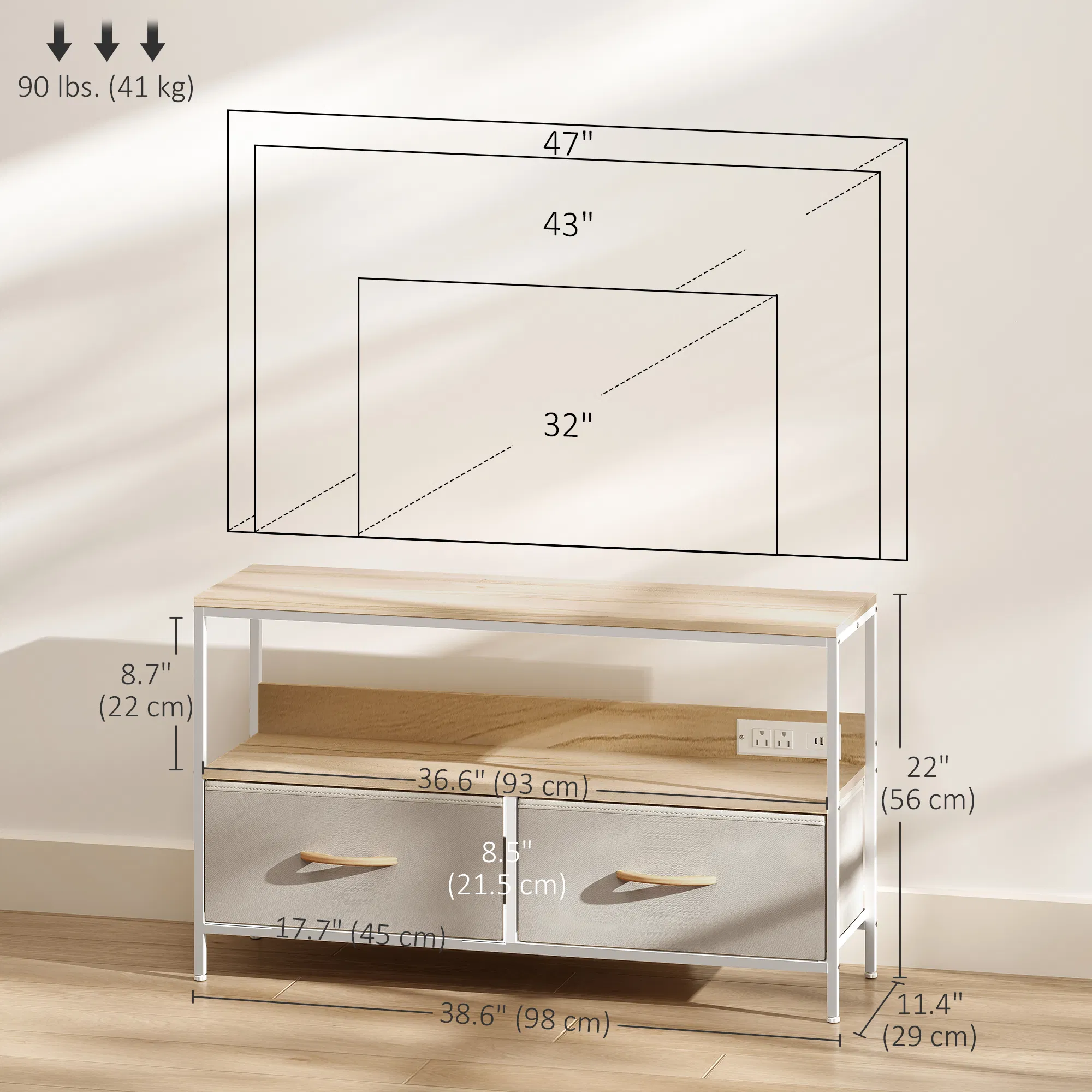 TV Stand with Charging Station, picture 3 of 5