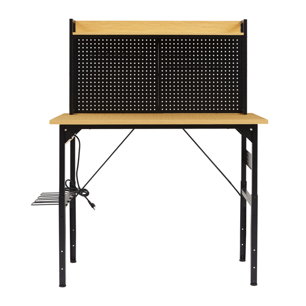 48''Adjustable Workbench with pegboard, Heavy Duty Wooden Desktop Workbench with Wheels, 1600 lb. Load Capacity, Rolling Workbench with AC/USB Outlet, Hooks, Shelf, for Garage, Workshop, Office, Home.-41