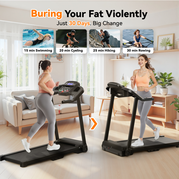 Treadmills for Home Treadmill with Incline Walking Pad Treadmill Running Machine 2.5HP Quiet Brushless, 265 Lbs Capacity, App, Pulse Sensor Heart Rate with LCD Display Holder for Cup & Phone-13