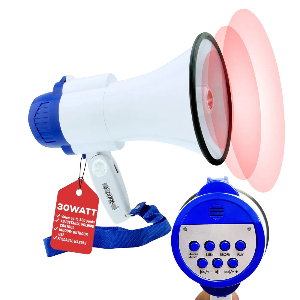 5 Core Megaphone 30W Bull Horn PA Speaker w 800 Yards Range Loud Siren Voice Amplifier Portable image 22