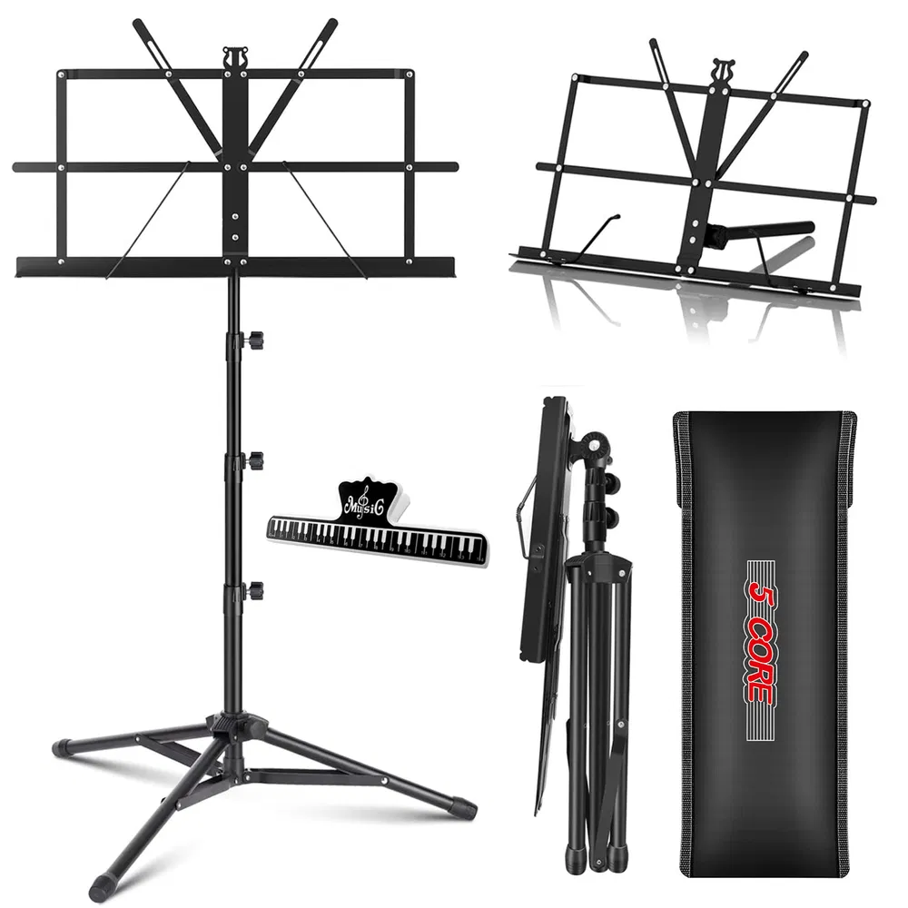 5Core Music Stand For Sheet Music Portable Tripod Adjustable Folding Note Holder