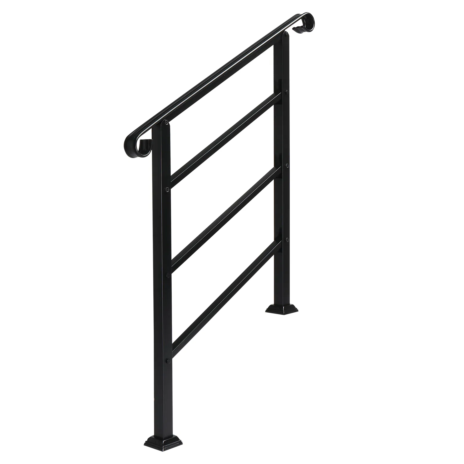 Handrails for Outdoor Steps, Wrought Iron Handrail Fits 1 or 3 Steps, Transitional Handrail with… image 3