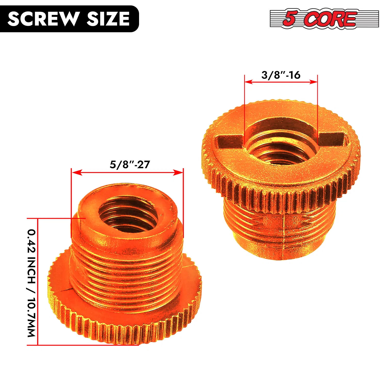 5 Core Microphone Stand Adapter Pack 5/8 M to 3/8 F, 3/8 M to 5/8 F, ¼ image 12