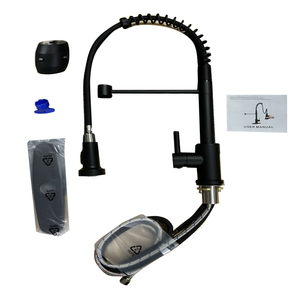 Kitchen Faucet with Pull Down Sprayer Industrial 1 Handle 1 Hole Or 3 Hole Faucet for Farmhouse Camper Laundry Utility Rv Wet Bar Sinks, Stainless Steel, Matte Black[Unable to ship on weekends,usps/fe-13