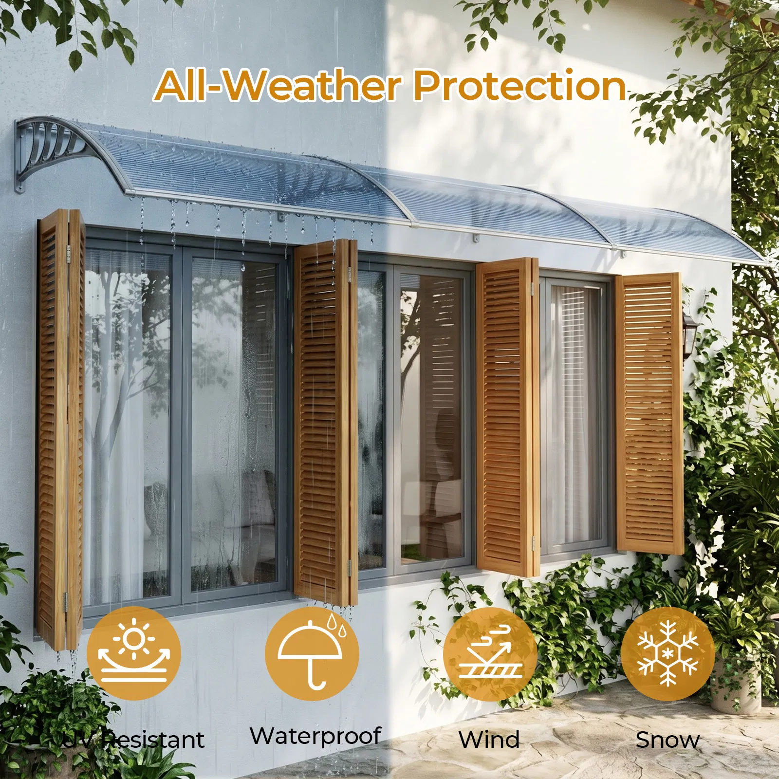 Awning for Door Entrance Window, 38x120 Inch Window Canopy Exterior, UV Rain Snow Protection for House… image 5