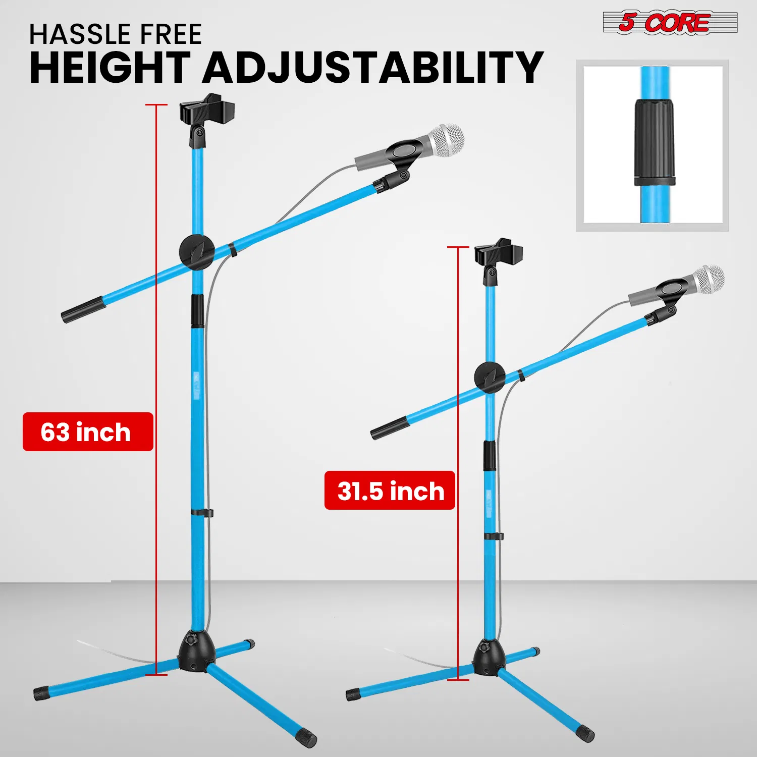 5Core Tripod 4Pcs Mic Stand Adjustable 76" Heavy Duty Floor Microphone Boom Arm image 2